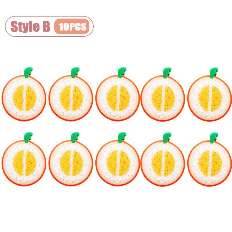 Многоцелевая губка-скребок с принтом фруктов, утолщенная, для уборки кухни, мытья посуды, удаления пятен, ткань