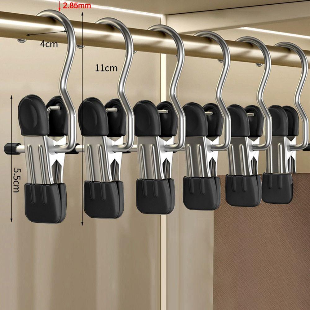 1/5/10PCS Windproof Stainless Steel Pants Clip with Hook Home Storage Rack for Household