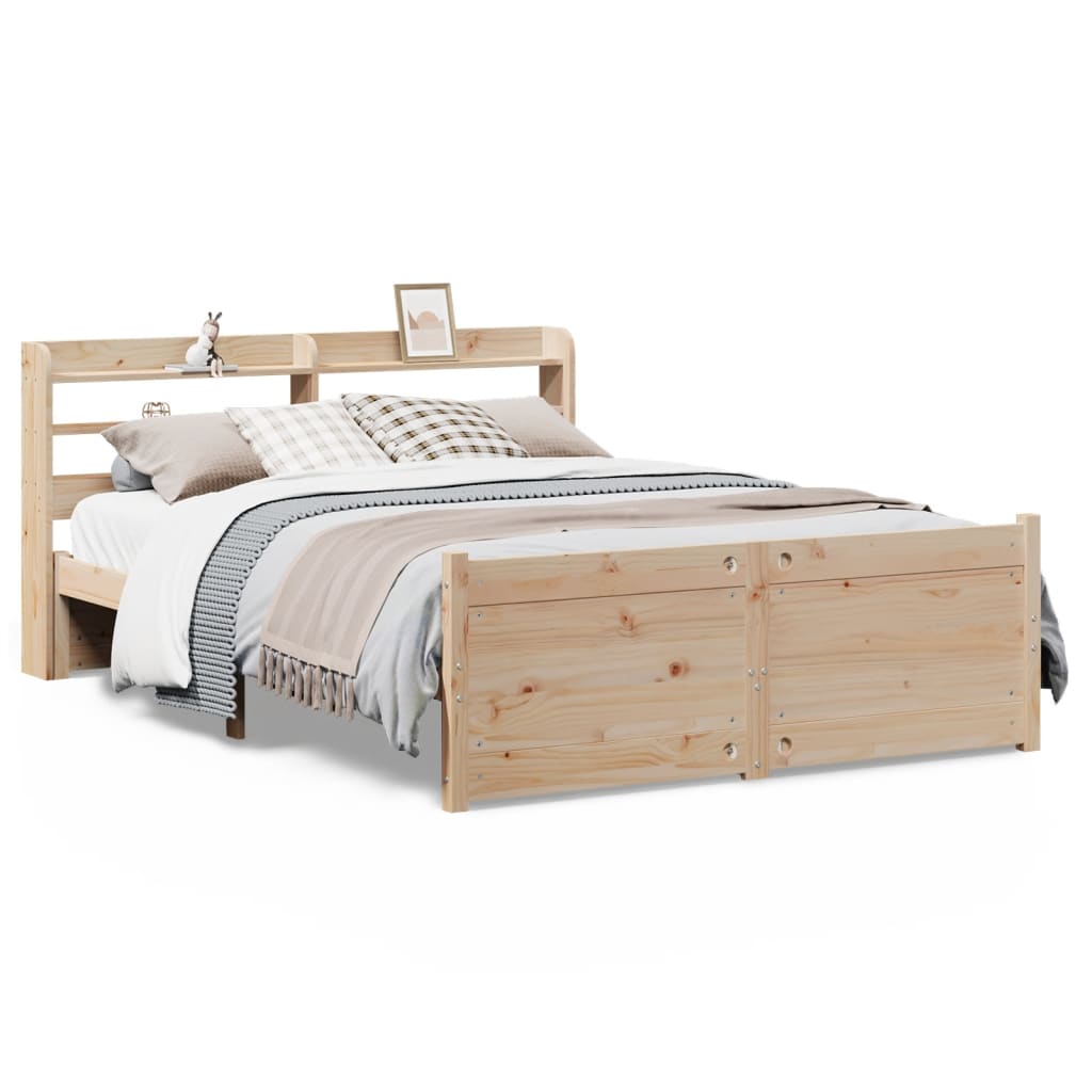 Wooden Bed Frame with Headboard without Mattress 135 x 190 cm