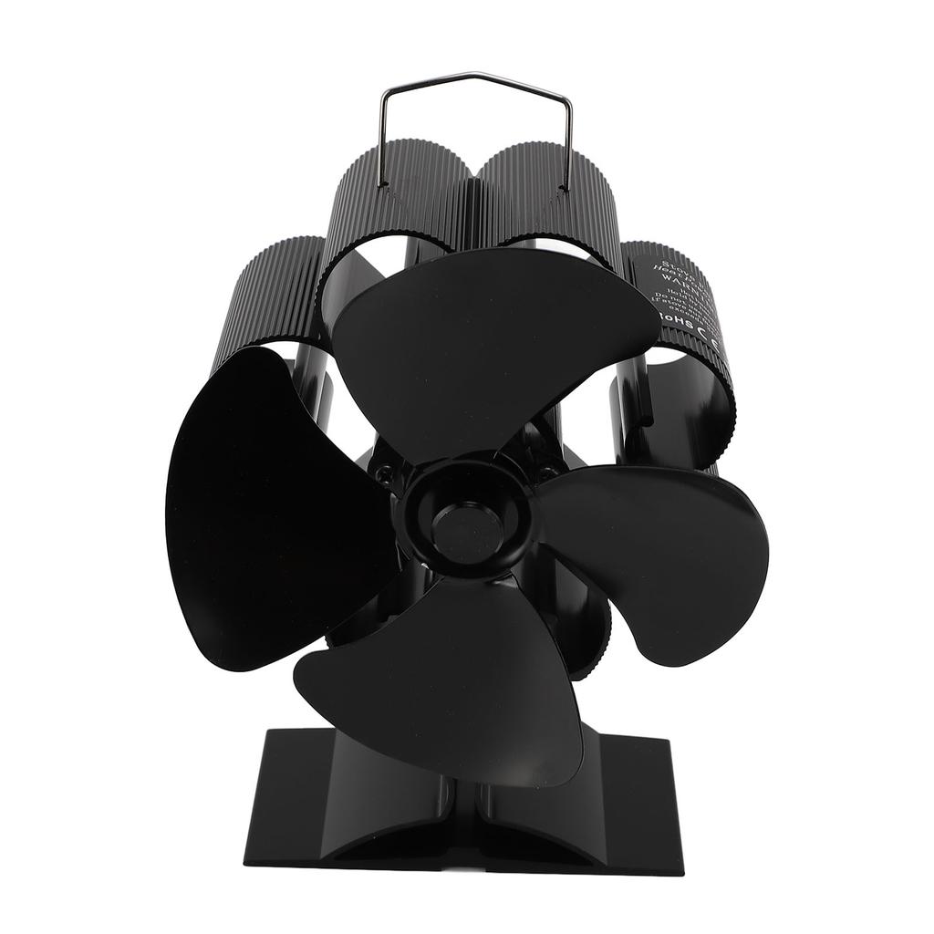 Вентилятор для дровяной печи с 4 лопастями из анодированного алюминиевого сплава, тихий и эффективный вентилятор для камина с питанием от тепла и магнитом