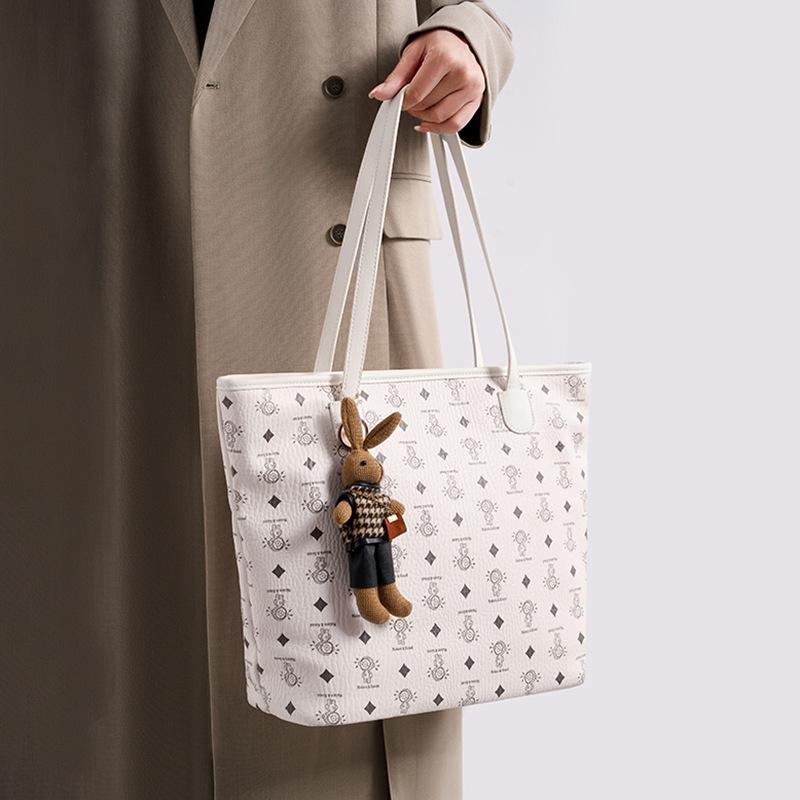 Versatile foreign style retro large-capacity handbag fashion trend printed tote bag commuter texture simple shoulder bag