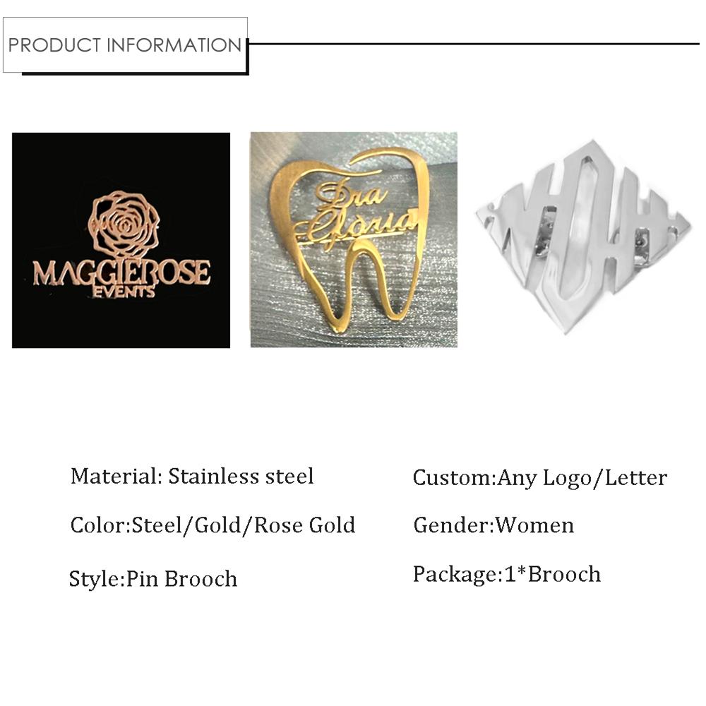 Custom Brooch-Personalized Stainless Steel Custom Pins Nameplate Brooch-Meeting Attendance-Company -Customied