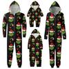 Christmas Print Family Matching Hooded Long Sleeved Zippered Jumpsuit Set