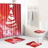 Christmas Shower Curtain Floor Mat Combination Four-Piece Set Bathroom Toilet Carpet Shower Room Mat Foot Mat