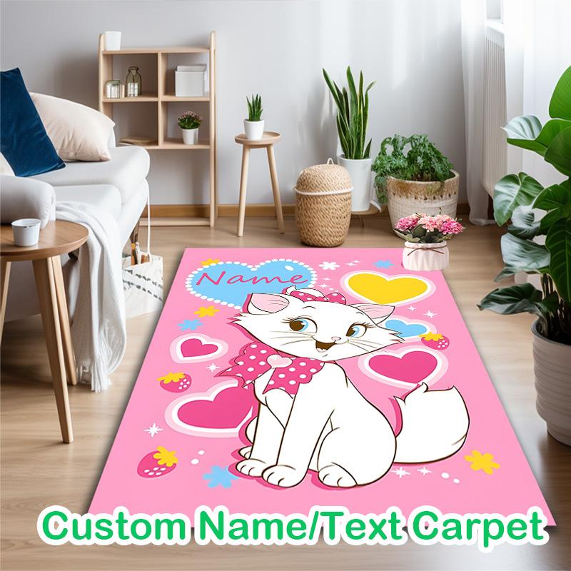 1pc Marie White Cat Hearts Printed Chair Rug for Home Office Use, Living Room Kitchen Game Room Area Carpet