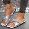 Fashion Summer Large Size Shoes for Women Luxury Rhinestone Black Women Slippers Fashion Shiny Sandals Party Roman Shoe Zapatos De Mujer
