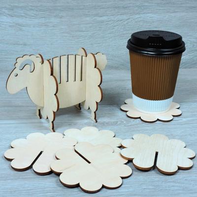 7 шт./компл. подставки под стаканы в форме овцы деревянные подставки под напитки 3D головоломка подставка в форме овцы деревянные аксессуары для столовой в виде животных для домашнего декора стола