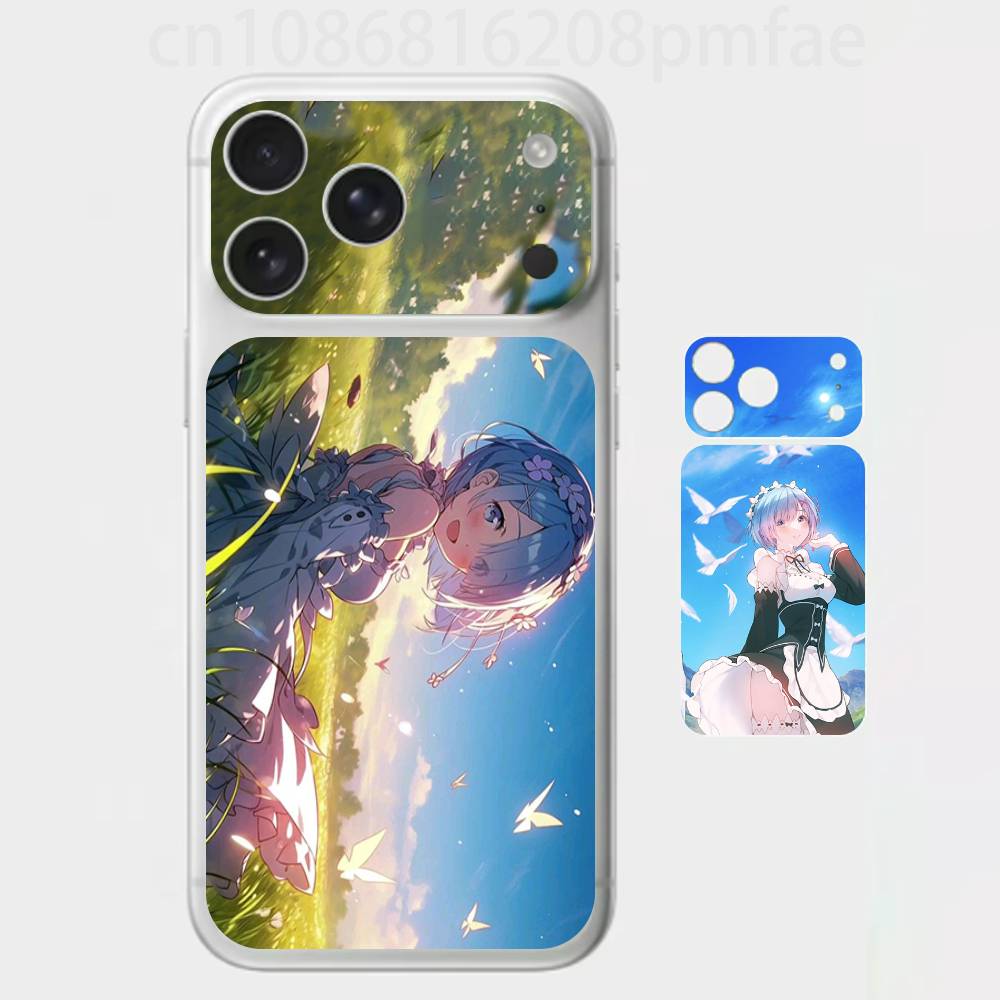 Япония Аниме ReZERO 3D Наклейка-Скин на весь корпус для iPhone 17/Pro/Pro Max Цветная Задняя Защитная Наклейка