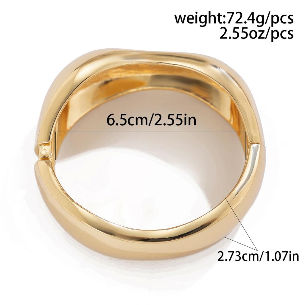 1 Pcs Exaggerated Spring Bangle Open Bracelet Punk Gold Silver Color Hip Hop Geometric Metal Cuff Wide Bangles for Women Jewelry Femme Accessories