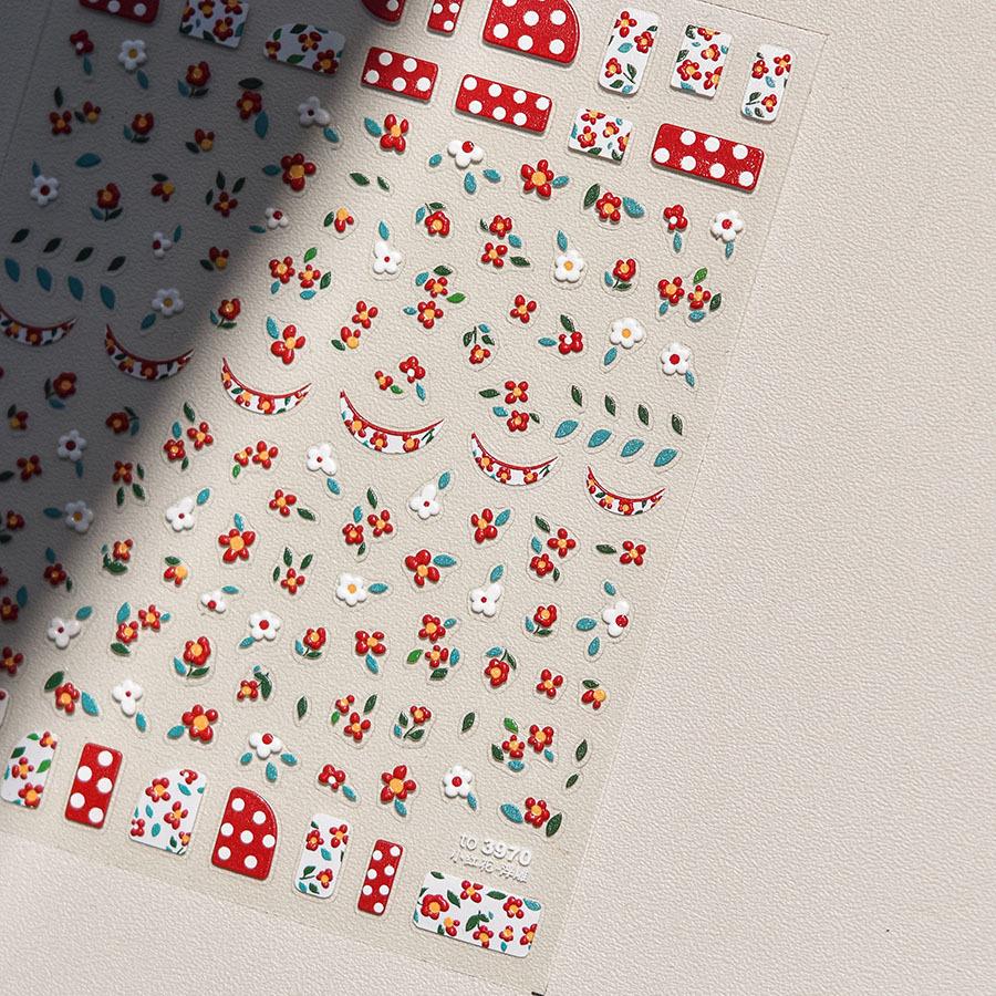 Рельефный маленький красный цветок наклейка для дизайна ногтей своими руками изготовление креативных декоративных наклеек