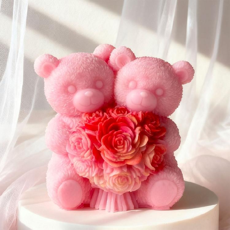 Профессиональный Очаровательный Многоразовый Силиконовый Набор Форм для Свечей с Реалистичным Дизайном Пары Медведей Идеально Подходит для Экспертов и Начинающих