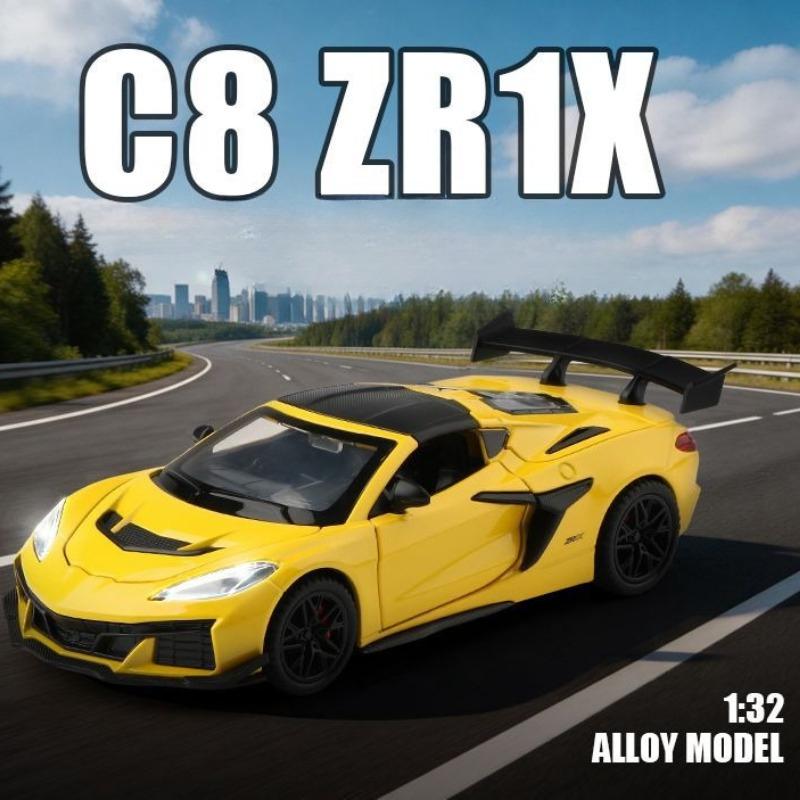 Моделирование 1:32 C8 Zr1X Складная Трансформируемая Версия Гоночного Трассы Сплав Модель Автомобиля Звук Свет Инерционный Игрушечный Транспорт Миниатюрный