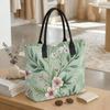  Floral Canvas Tote Bag Casual Large Capacity Shoulder Handbag for Daily Shopping Travel