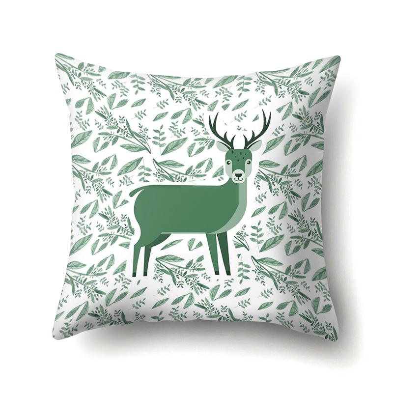 Polyester Pillowcase Automobile Decoration Home Printed Deer Pillowcase Waist Cushion Cover Car Cushion Head Cushion Cover