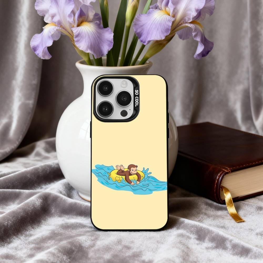 M-Mokey C-Curious-S G-Georges Чехол для телефона Для iPhone17,16,15,14,13,12,11 Plus,Pro Max Черный Конфетный серебристый чехол для телефона
