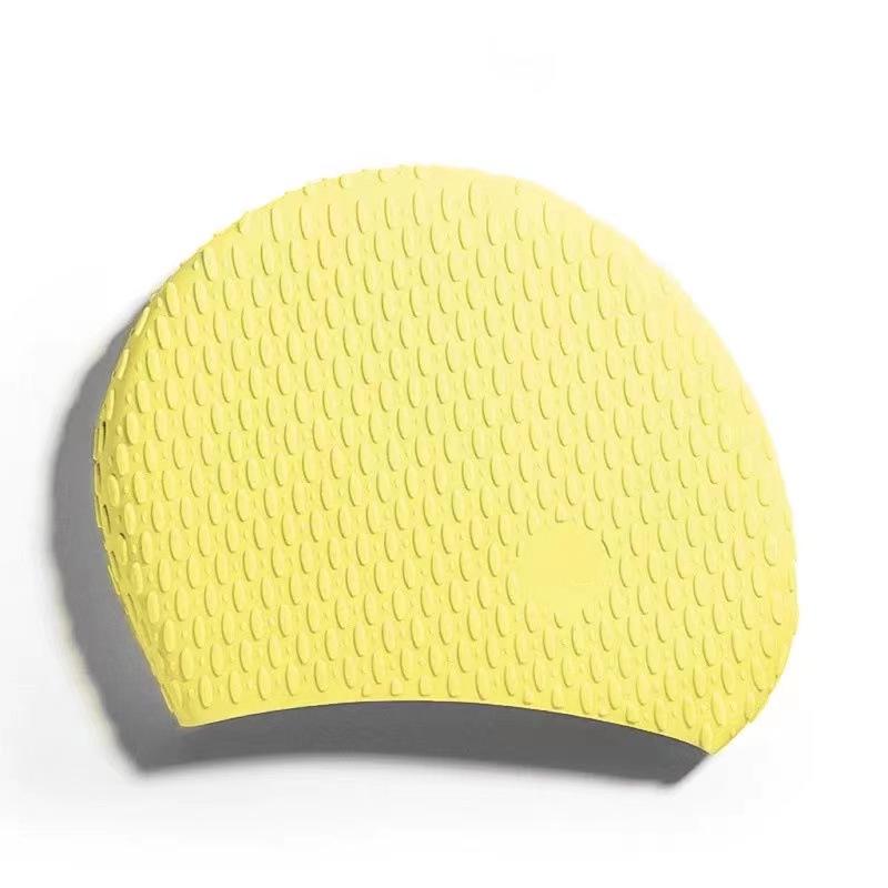 Очень большой водонепроницаемый силиконовый шапочка для плавания с защитой ушей - Однотонная, без кромок, удобная посадка