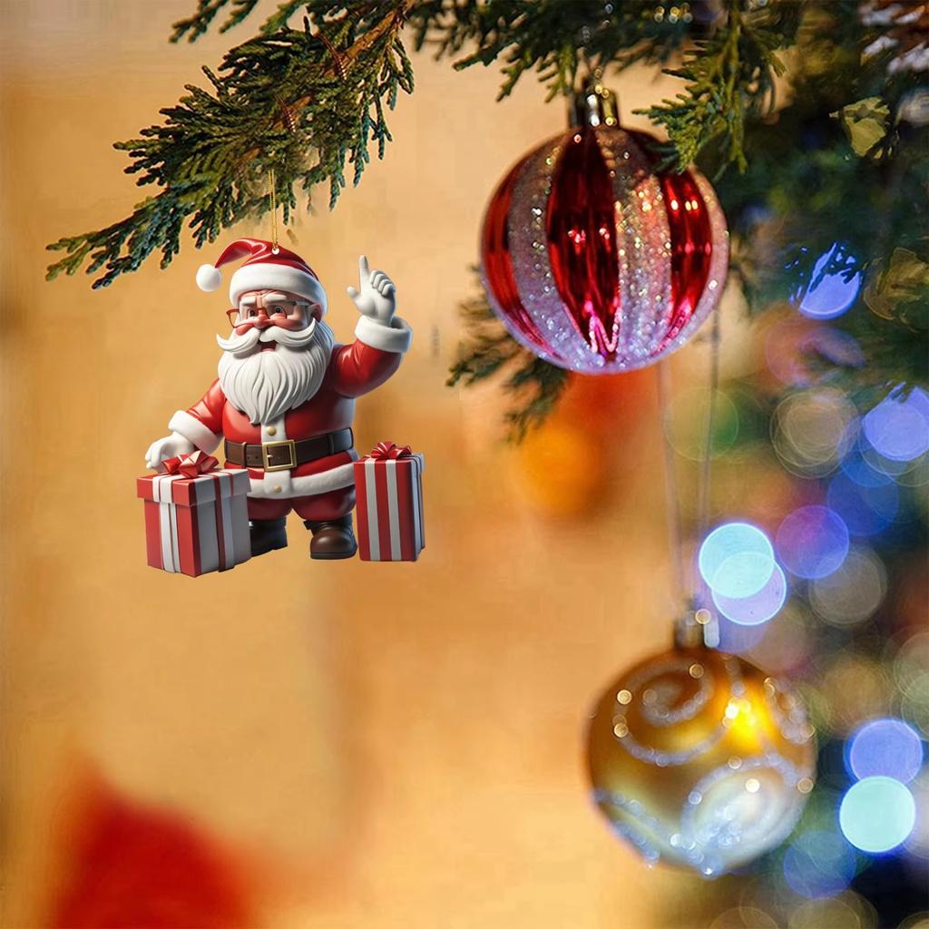 Рождественские украшения Санта-Клаус Снеговик Подвеска на елку Акриловый мультяшный красный Санта-Клаус Подвеска Украшение на окно автомобиля Подарок