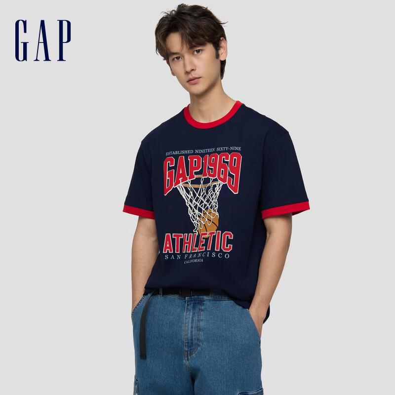 Gap Унисекс футболка с коротким рукавом, colorblock, спортивный принт