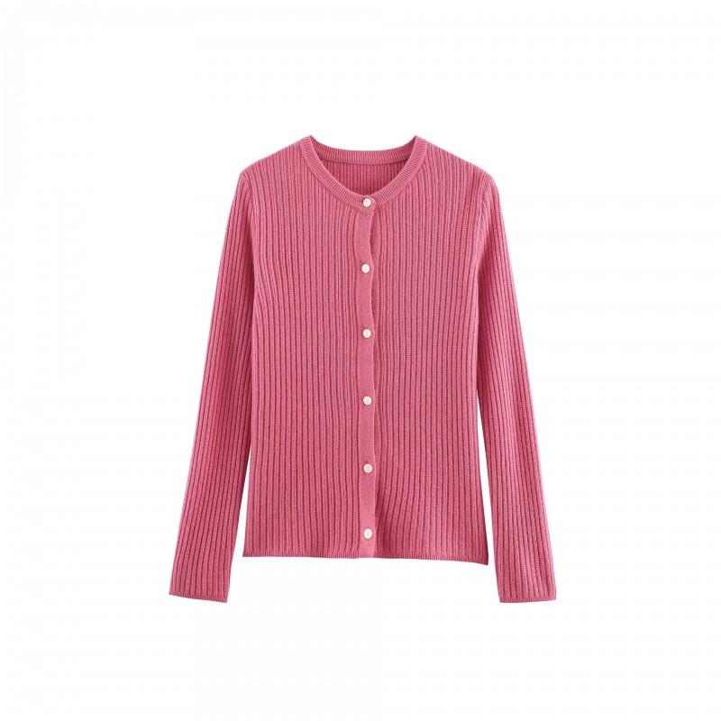 Casual Round Neck Long Sleeve Knit Cardigan Women Men Slim Fit Multi Color 2025