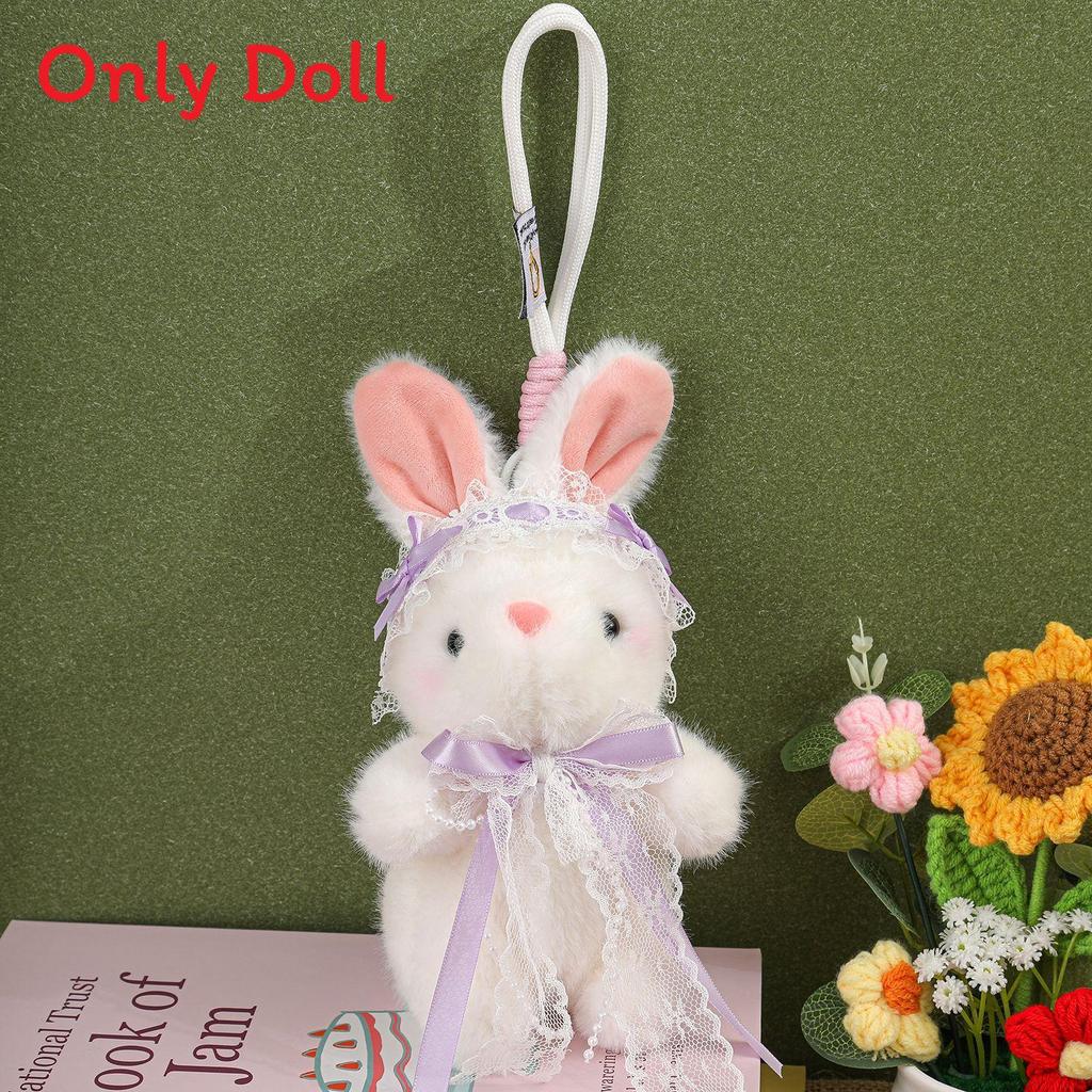Adorable Bunny Pendant Plush Toy With Lace Accents For Kids And Teens