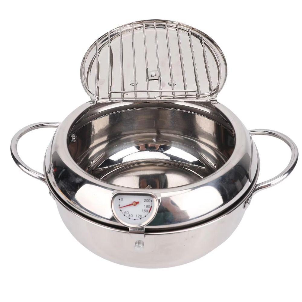 2.2/3.2/4.2L Deep Frying Pot with Thermometer Fryer Pot Mini Cooking Fryer  French Fries Frying