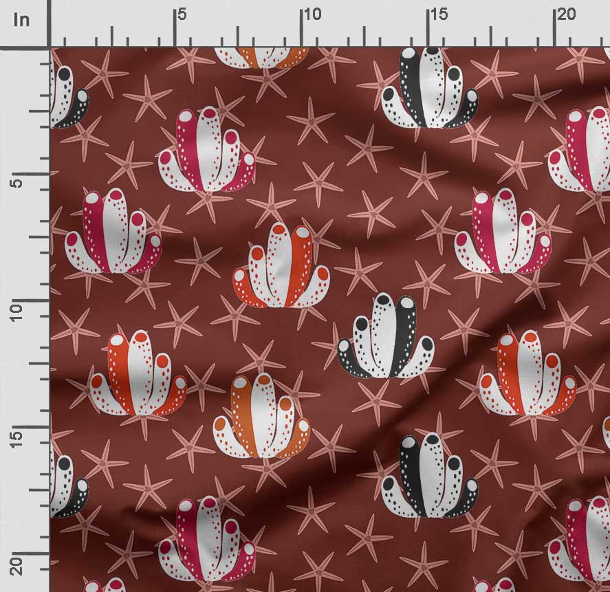 Soimoi Принт морских ракушек, хлопковый батист, ткань для квилтинга, продаваемая во дворе, хлопчатобумажная ткань средней плотности шириной 42 дюйма,