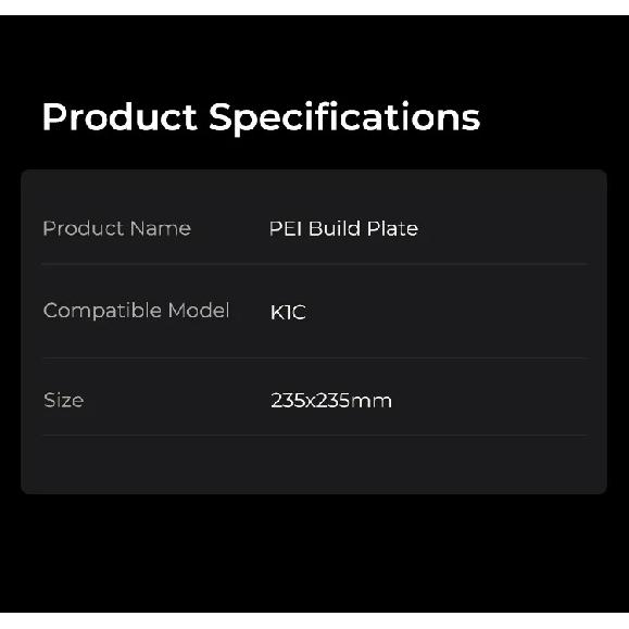Официальная оригинальная PEI платформа для печати Creality K1C без мягкой магнитной наклейки 235x235 мм K1C Платформа для печати Матовая