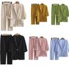 2024 European & American Women's Autumn Cotton-Linen Commuter Suit: Loose Jacket & Pants Set