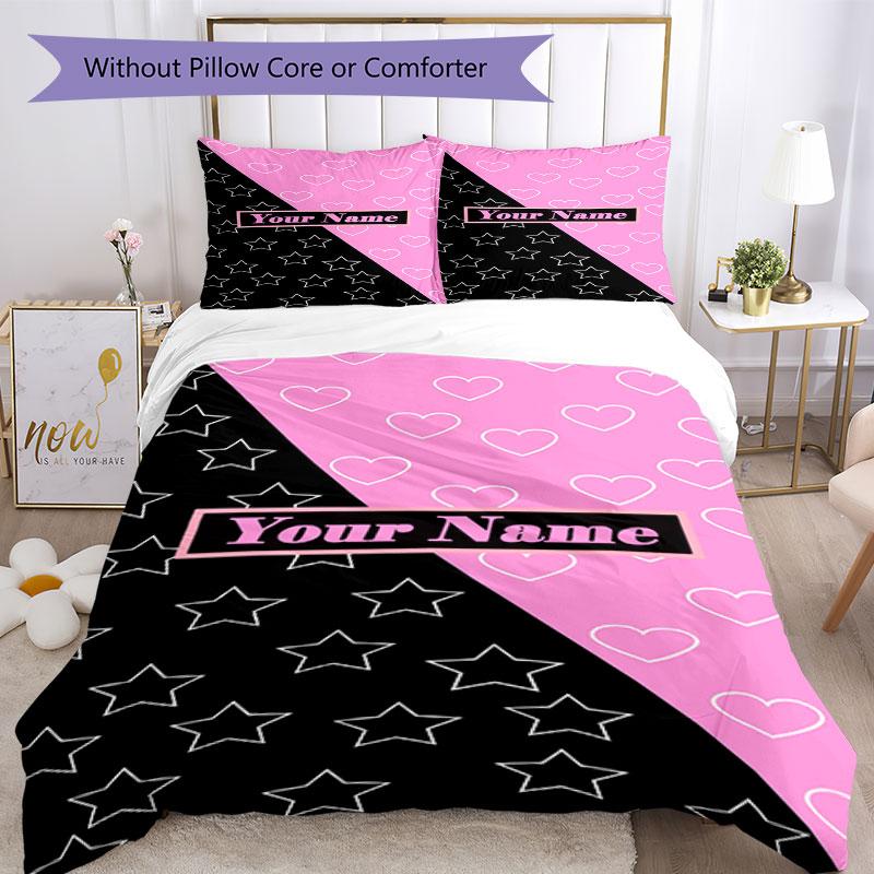 3PC Custom Name Star Notebook Bedding Set Printed Bedding Set Duvet Cover Closure Includes 1 Duvet Cover & 235 Pillowcases for Bedroom