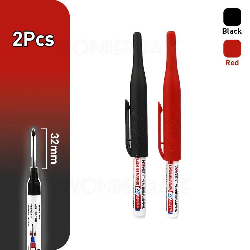1-8Pcs 4 Colors 32mm Deep Hole Marker Pens Bathroom Waterproof Woodworking Tile Metal Multi-purpose Long Head Oil Markers Pen