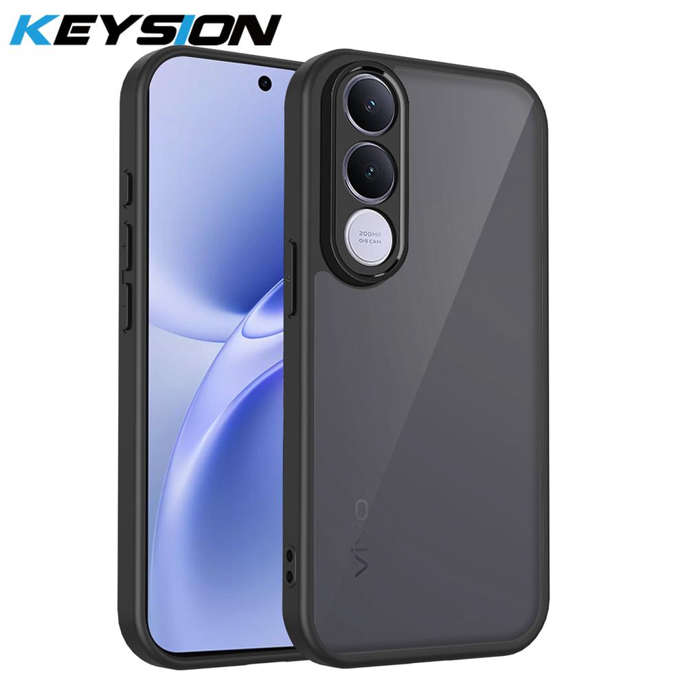 KEYSION Матовый Полупрозрачный Черный Чехол для Телефона для VIVO V70 FE Мягкий Силикон+ПК Противоскользящая Ударопрочная Задняя Крышка для VIVO V70 FE 5G