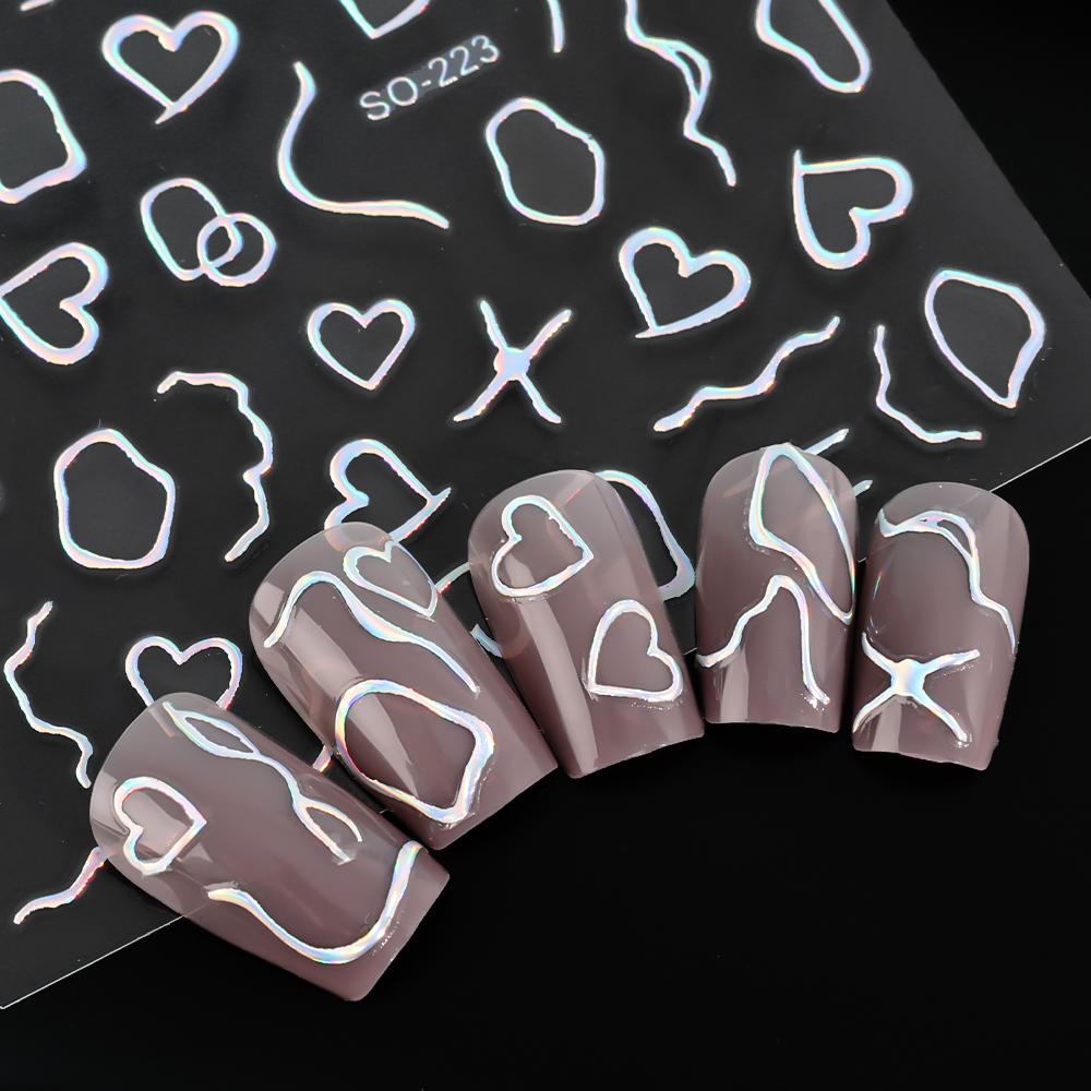 1PCS Laser Love Nail Stickers