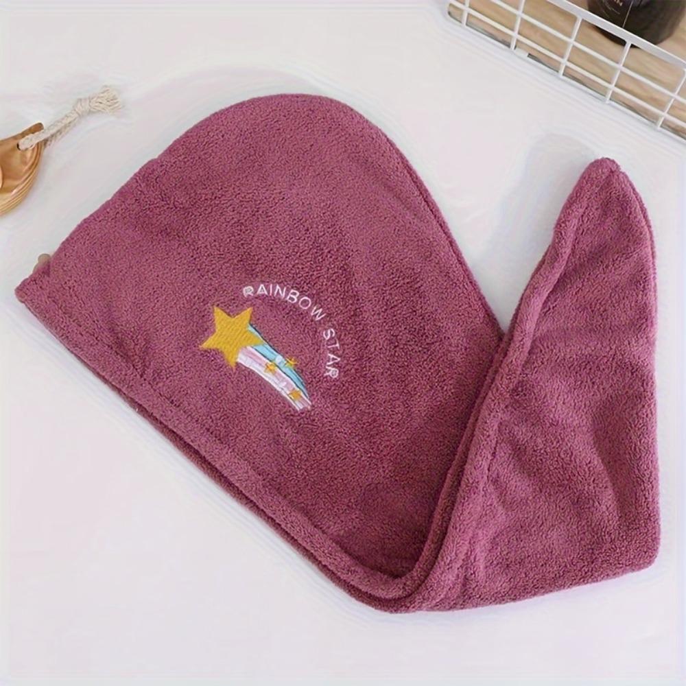 Single/Double Microfibre Hair Towel, Soft Hair Dryer Cap, Bathroom Quick Dry Hair Towel, Women's Super Absorbent Hair Towel, Embroidered Hair Towel