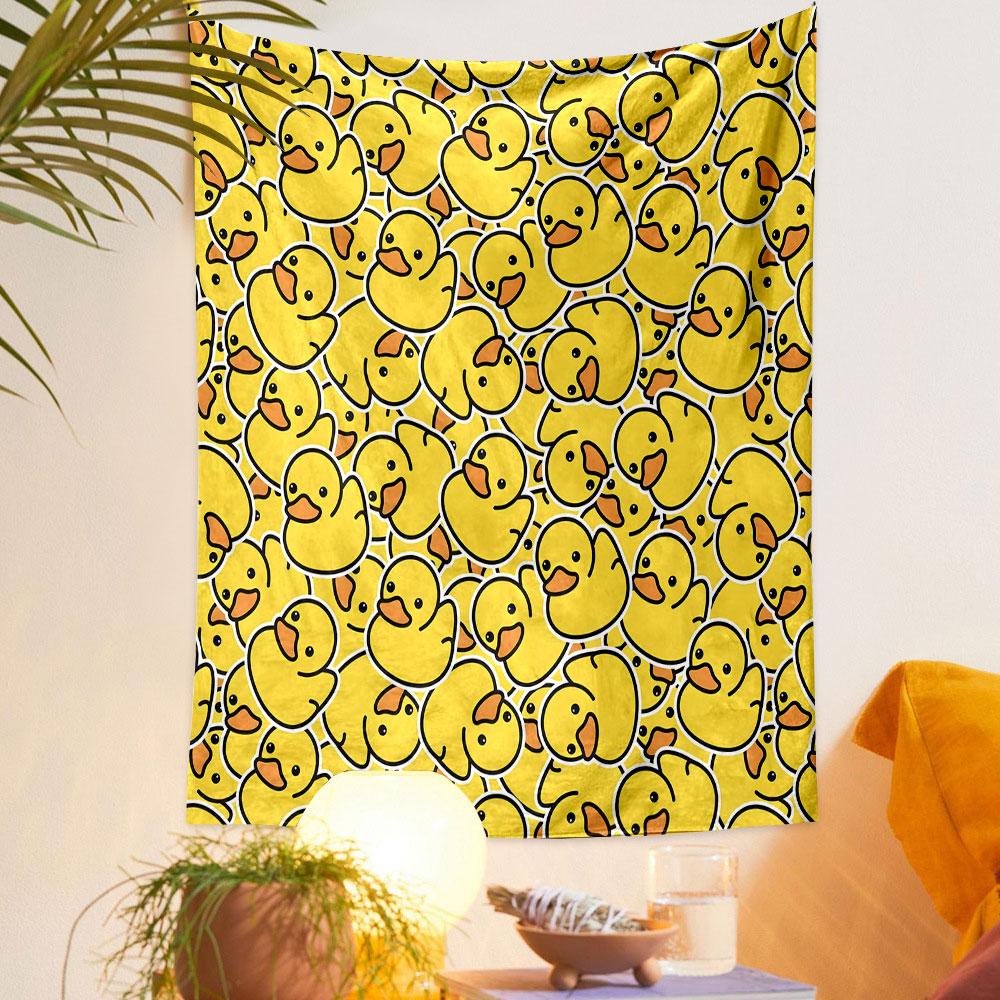 Cute Yellow Rubber Duck Pattern Patterned Tapestry Decorative Wall Hanging, Home Bedroom Living Room Decor