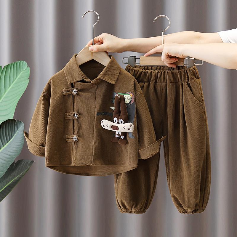 Весна и осень 0-4 года мультяшный трехмерный кролик вельветовый комплект