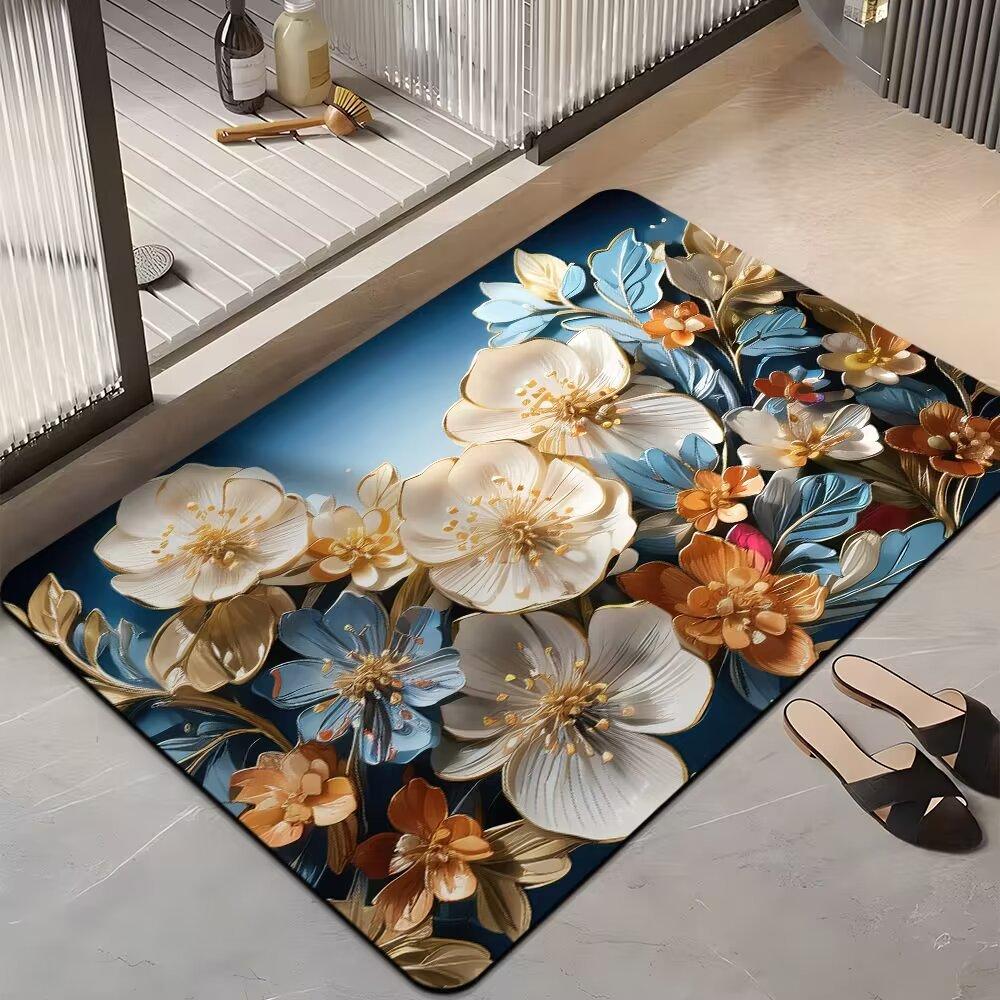 Ins Light Luxury Home Коврик для ванной комнаты Впитывающий нескользящий Простой в уходе Мягкий коврик для двери ванной комнаты Быстросохнущий коврик