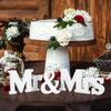 3Pcs/set White Desktop Ornaments Sign Decoration Props Mr & Mrs Wooden Ornaments  Married Party