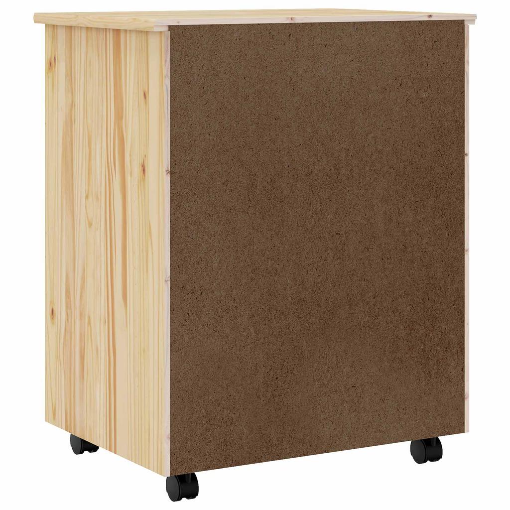 Rolling Storage Cabinet with Drawers MOSS Clear Lacquer 53 x 39 x 65.5 cm