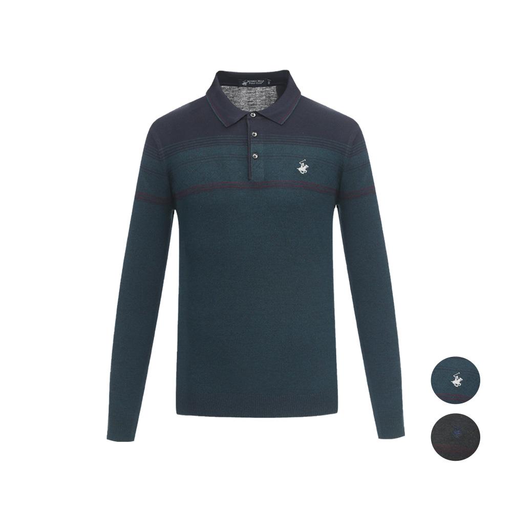 BHPOLOCLUB Men'S Color Block Collared Long Sleeve T-Shirt (Select 1 Of 2) Ts959