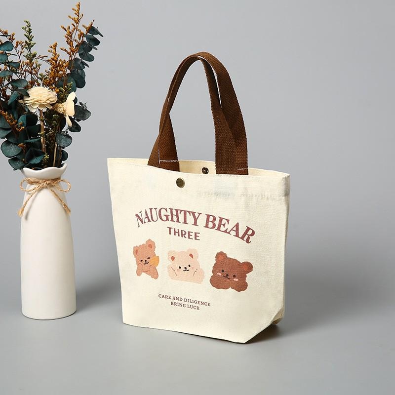 Сумка-ланч Bear Canvas 2024 года выпуска: Милая, портативная подарочная сумка для женщин