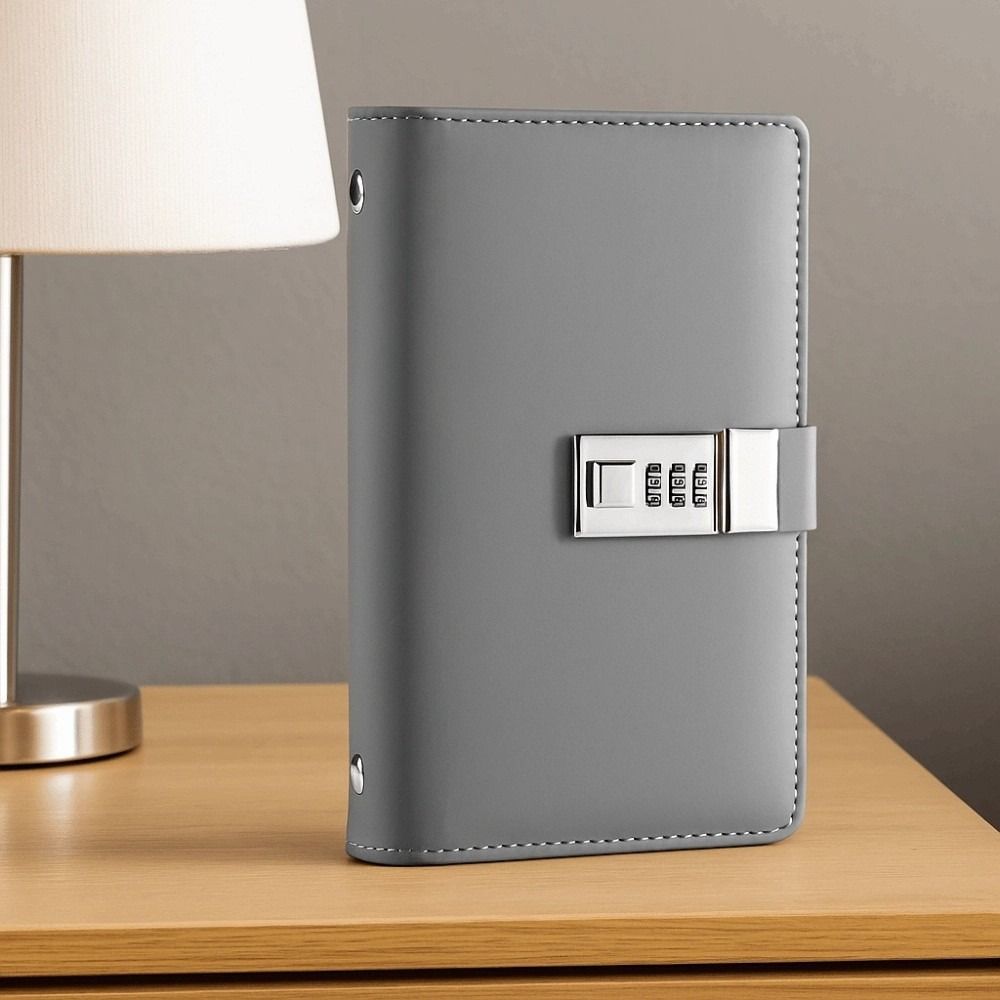 A6 Cash Budget Ledger Anti-splash Water Leather Password Savings Book Stationery