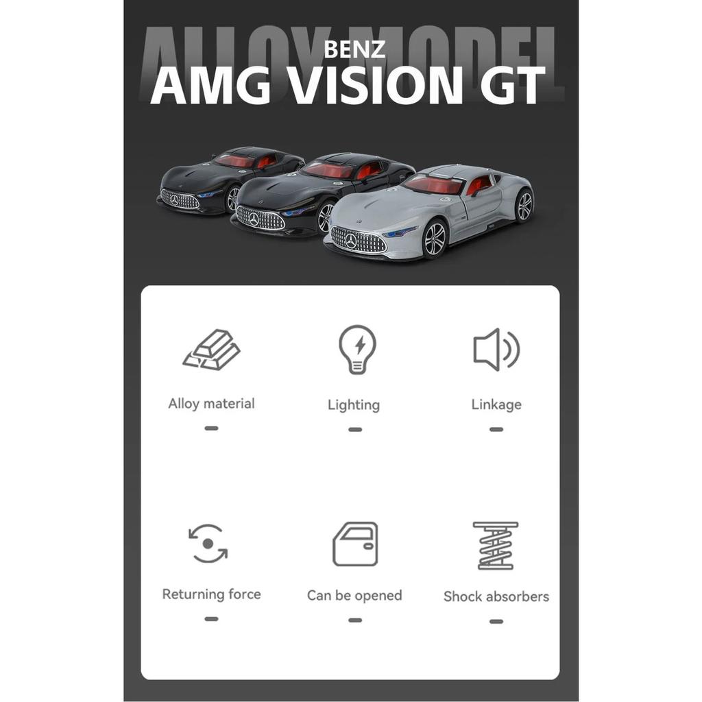 1/24 Mercedes-Benz AMG Vision GT Concept Спортивный автомобиль Сплав Металл Литой Модель автомобиля Домашнее украшение Коллекция Подарки C353