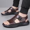 Summer New Leather Sandals for Men Fashion Casual Solid Color Dual-use Beach Shoes Male Soft Sole Designer Slipper Shoes Man