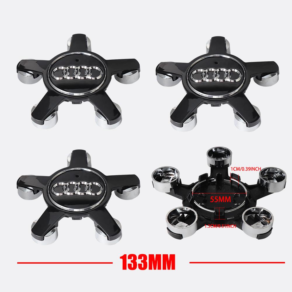 4PCS Car Wheel Center Hub Cap Five Claws Cover Accessories For Audi Sline Quattro A1 A3 8P A4 B5 B6 B7 B8 B9 A5 A6 C5 C6 C7 A7