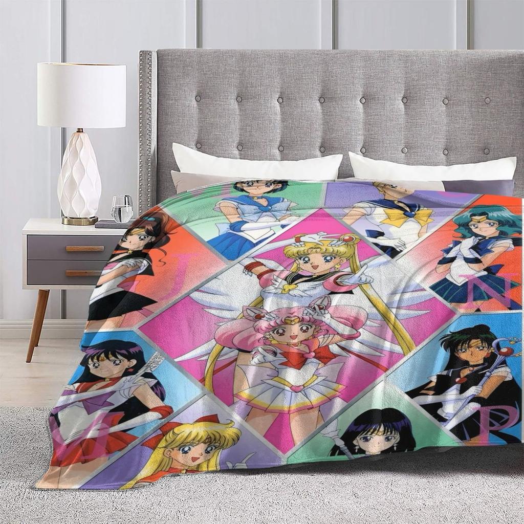 S-Sailor M-Moon Anime Blanket Quality Warm Throw Blanket Winter Picnic Outdoor Comfortable Bedspread