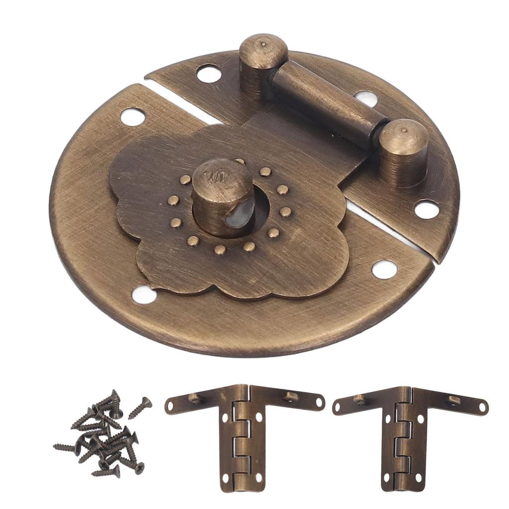Round EmNaBossing Copper Hasp Retro Wooden Box Lock Clasp Decorative Hasps for Wedding Card Boxes Wine Boxes