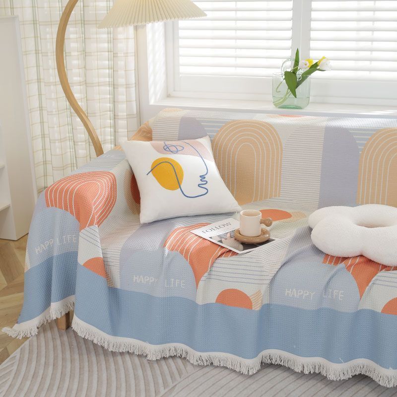 Универсальное одеяло для дивана в скандинавском стиле, нескользящий тканевый чехол, полностью покрытый чехол, диванная подушка, песочный, универсальный, можно стирать в машине, четыре сезона