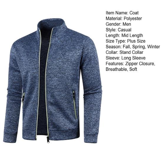 Мужское осенне-зимнее пальто с воротником-стойкой и длинными рукавами, защита шеи на молнии, сплошной цвет, толстая эластичная повседневная мягкая мужская толстовка, куртка