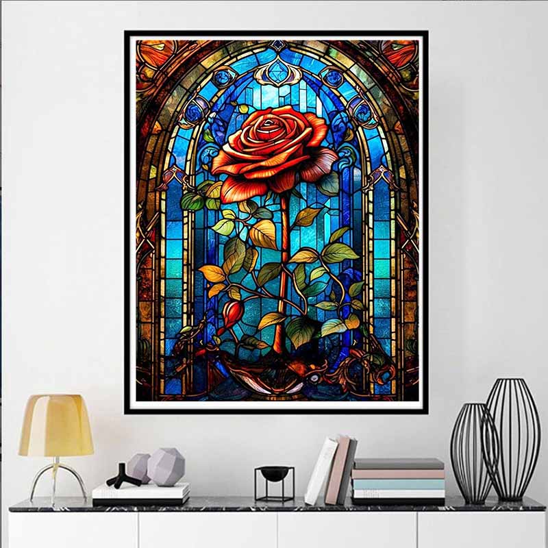 Disney 5D DIY Diamond Painting Decorations Rose Themed Stained Window Art Illustrations Diamond Embroidery and Rhinestone Cross Stitch Sets Handmade