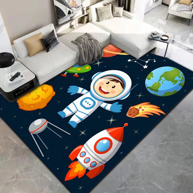 Cartoon Astronaut Carpet Camping Cushion Floor Mat Living Room Game Area Rug Floor Mat Children's Room Play Aera Mat Kawaii Rug